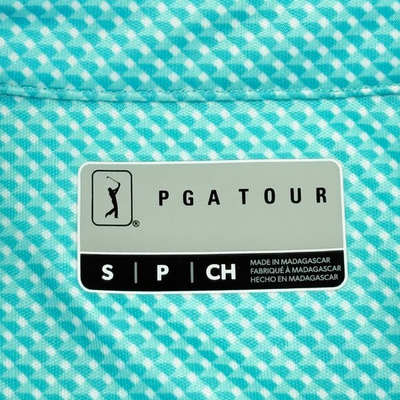 PGA Tour Mens UPF 50 Moisture Wicking Stretch Ceramic Blue Polo Shirt Size S NWT - Picture 6 of 9